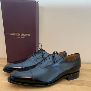 NWT Johnston & Murphy Melton Cap Black Shoes 13